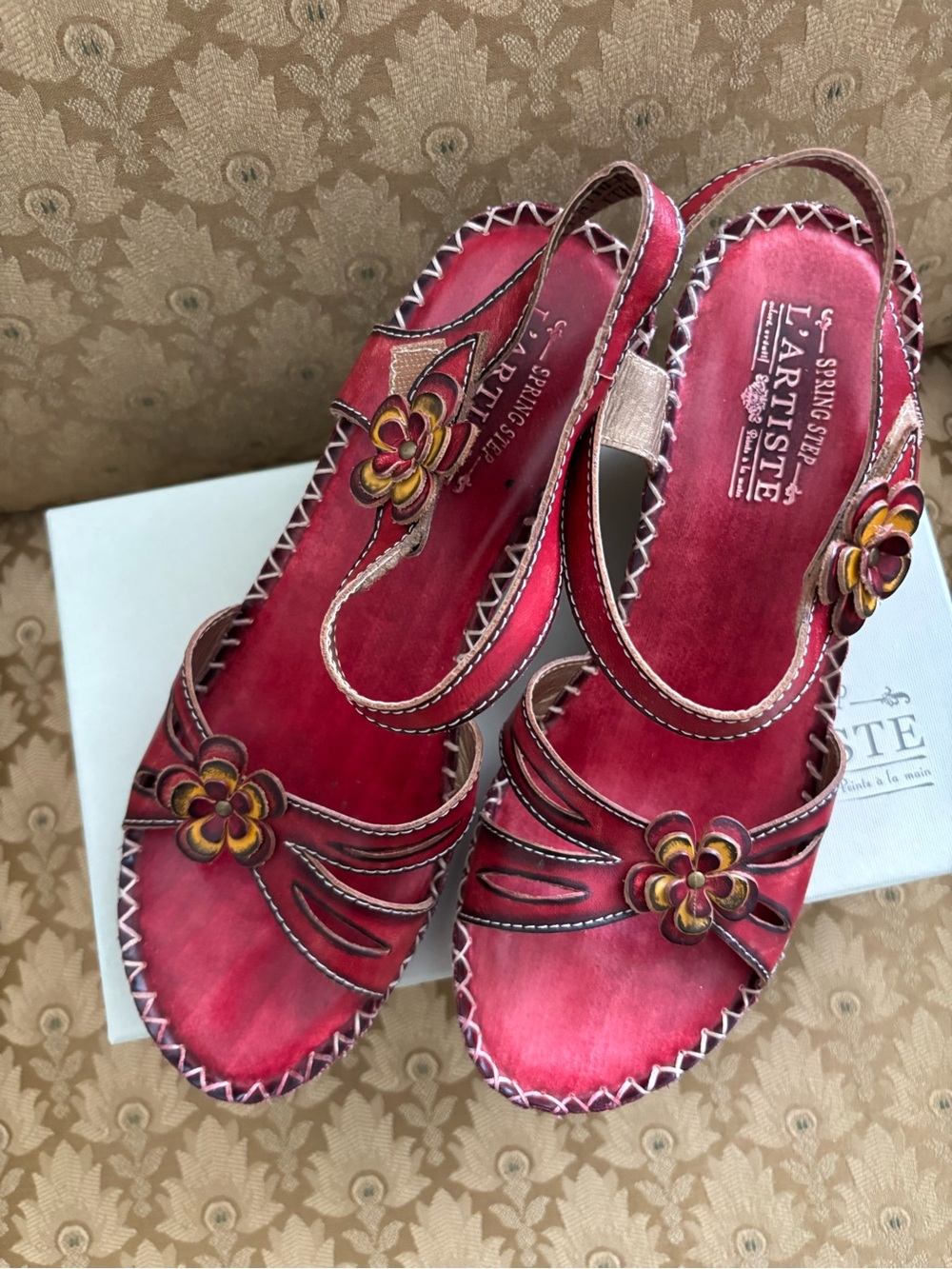 Spring Step L’Artiste Lilith Red Sandals Size 41 (10) - Picture 4 of 6